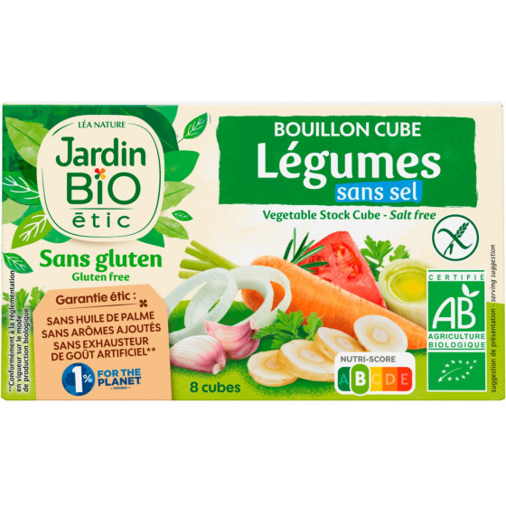 BOUILLON JARDIN BIO CUBE LEGUMES SANS SEL SANS GLUTEN 72G