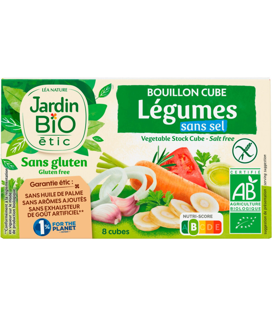 BOUILLON JARDIN BIO CUBE LEGUMES SANS SEL SANS GLUTEN 72G