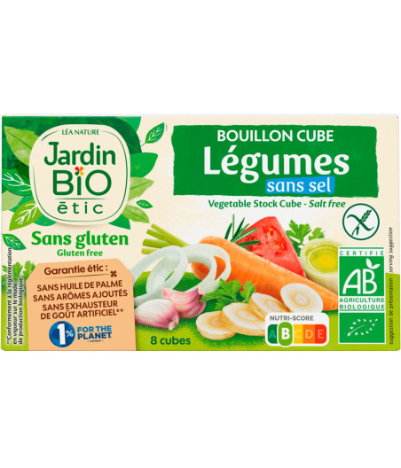 BOUILLON CUBE LEGUMES SANS SEL SANS GLUTEN JARDIN BIO 72G