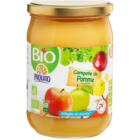 COMPOTE DE POMME PAQUITO ALLEGEE EN SUCRES BIO 650G