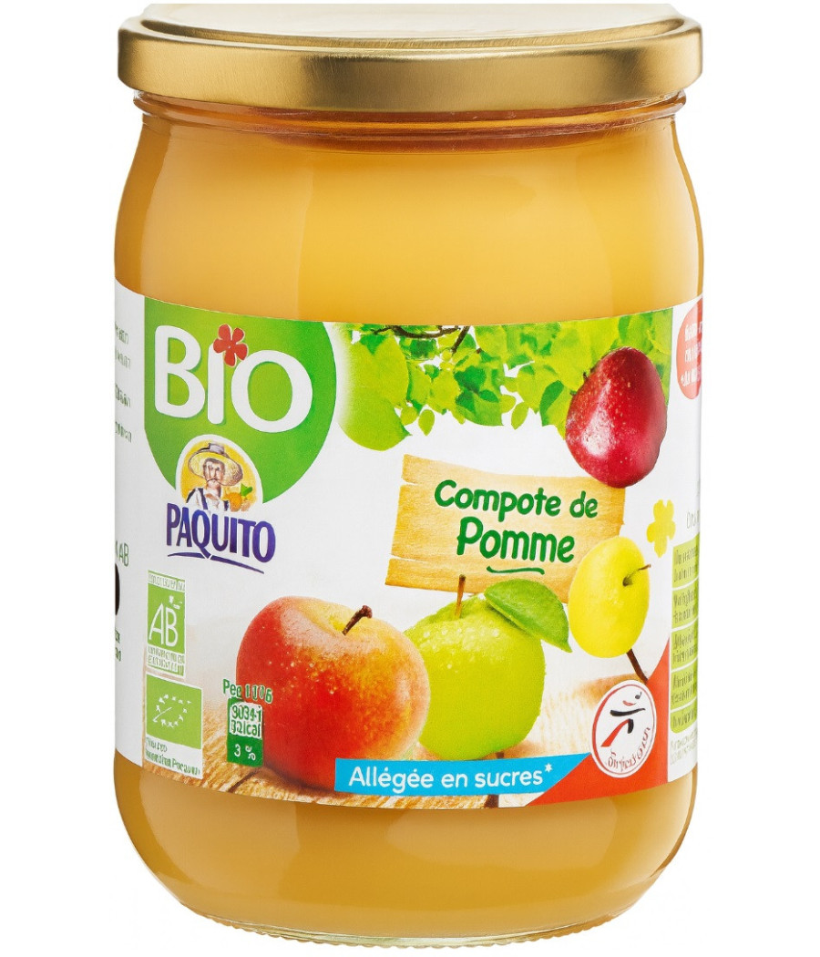 COMPOTE DE POMME BIO ALLEGEE EN SUCRES PAQUITO 650G