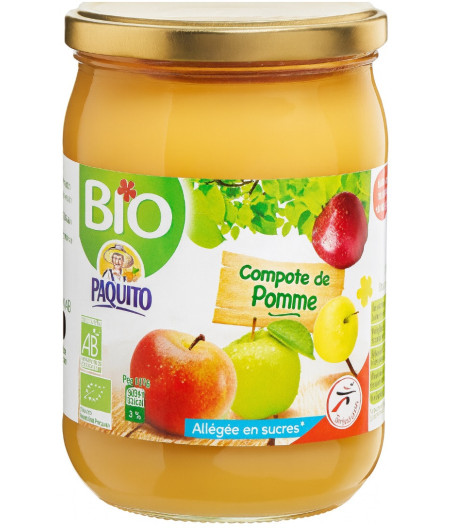 COMPOTE DE POMME BIO ALLEGEE EN SUCRES PAQUITO 650G