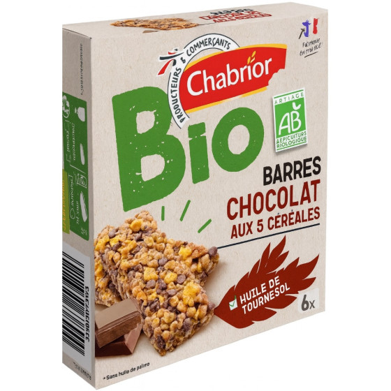 BARRES CHOCOLAT AUX 5 CEREALES BIO CHABRIOR 138G