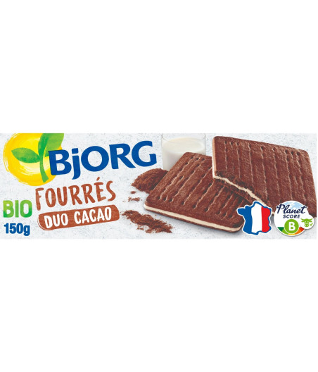 BISCUIT FOURRES DUO CACAO BJORG 150G
