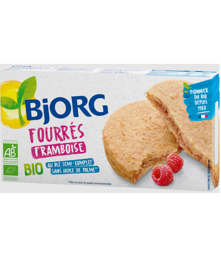 BISCUITS FOURRES AUX FRAMBOISES BJORG 175G