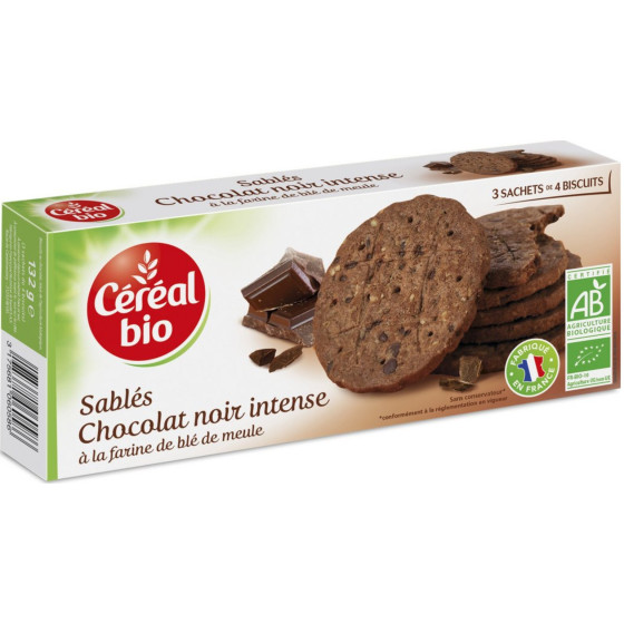 BISCUIT SABLES BIO CHOCOLAT NOIR INTENSE 132G