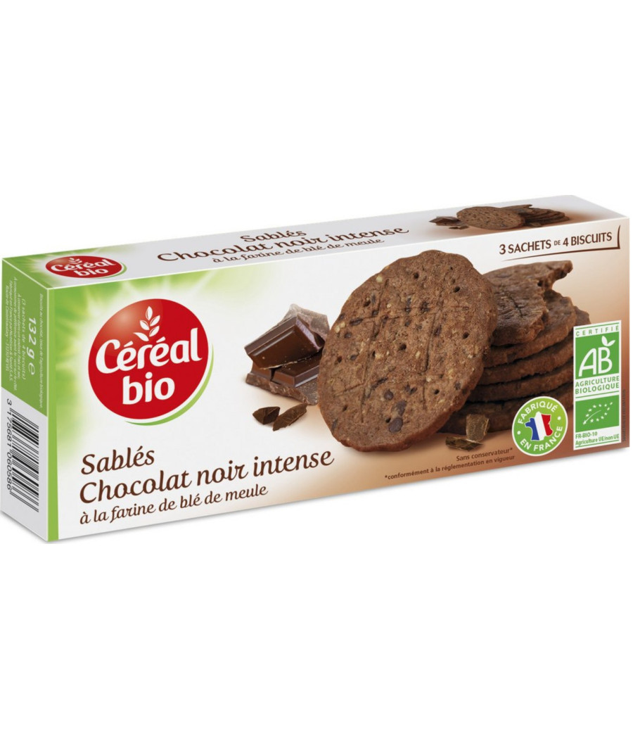 BISCUIT SABLES CHOCOLAT NOIR INTENSE CEREAL BIO 132G