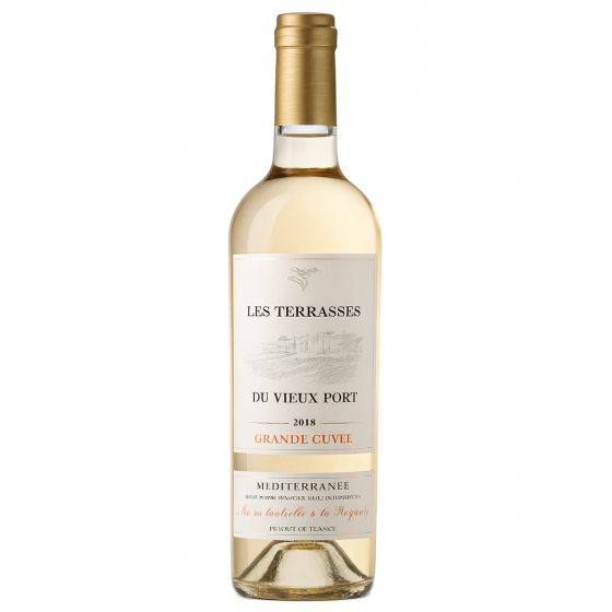 VIN BLANC LES TERRASSES  DU VIEUX PORT GRANDE CUVEE ANNEE 2018 IGP MEDITERRANEE