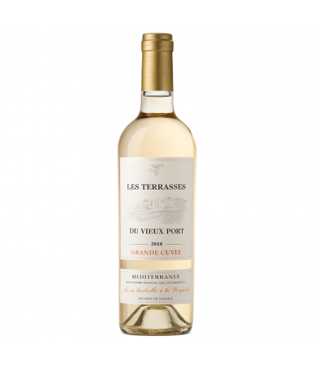 VIN BLANC LES TERRASSES  DU VIEUX PORT GRANDE CUVEE ANNEE 2018 IGP MEDITERRANEE