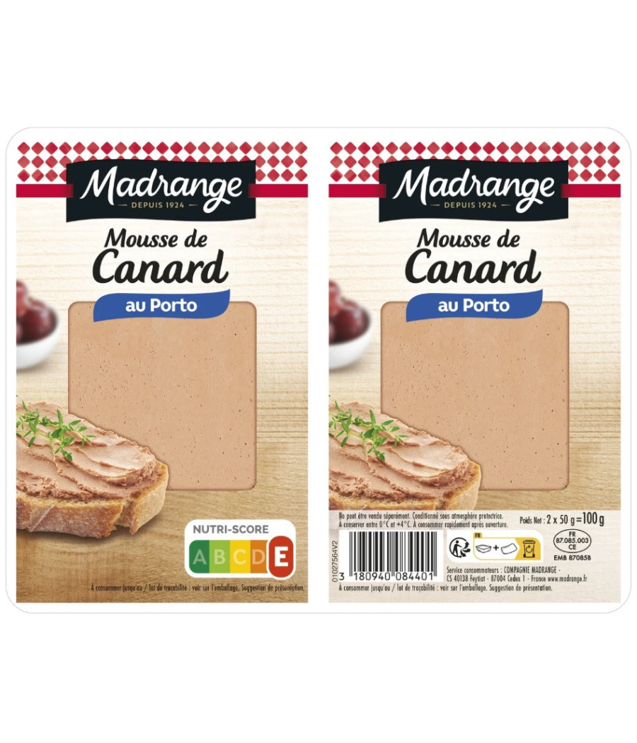 MOUSSE DE CANARD AU PORTO MADRANGE X2 50G