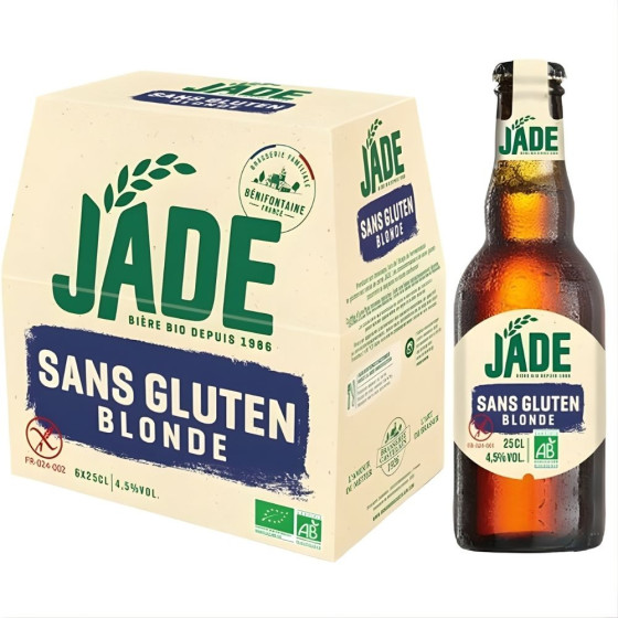 BIERE BLONDE BIO SANS GLUTEN JADE 6X25CL