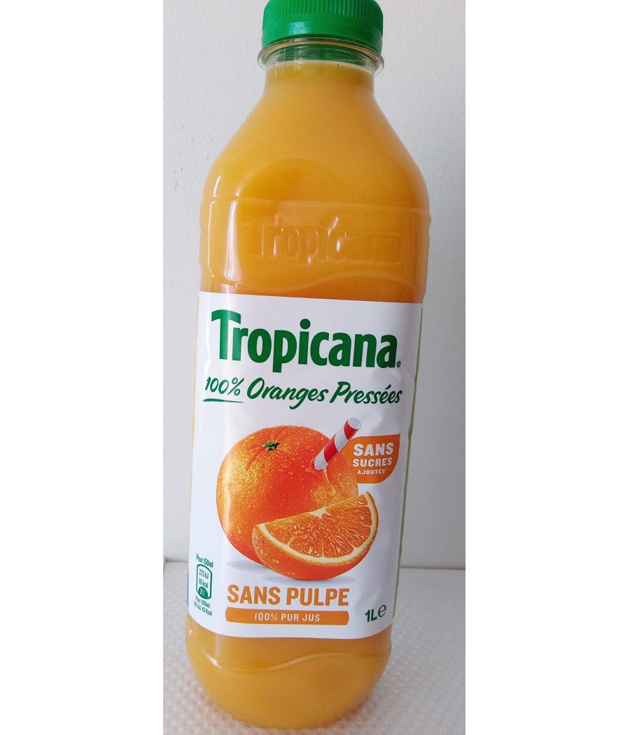 TROPICANA 100% ORANGES PRESSEES SANS PULPE 1 L 1000 ML