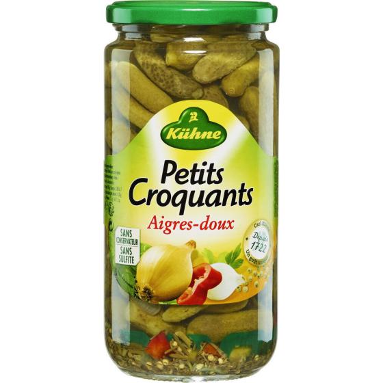 CORNICHONS AIGRES-DOUX PETITS CROQUANTS 680 G (360 G EGOUTTE)