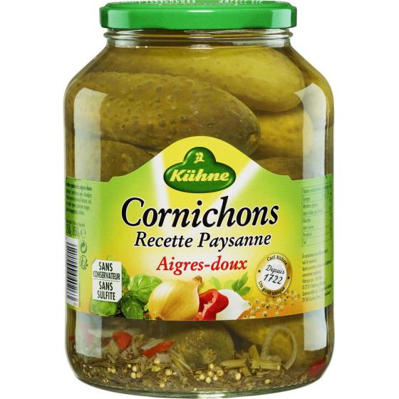 CORNICHONS AIGRES DOUX KIIHNE 850G