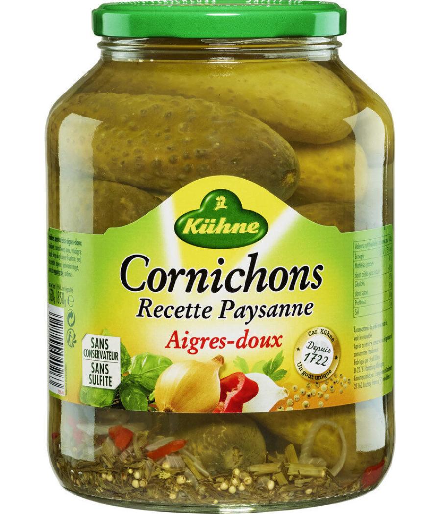 CORNICHONS AIGRES DOUX KUHNE 850G