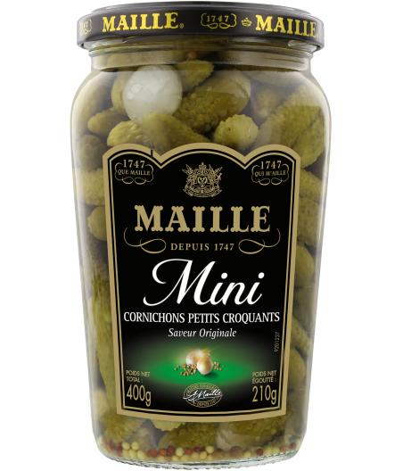 MINI CORNICHONS PETITS CROQUANTS BOCAL MAILLE  210G