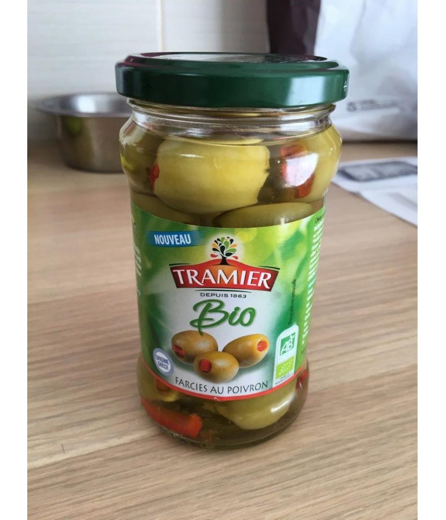 OLIVES VERTES FARCIES AU POIVRON ROUGE BIO TRAMIER 150G