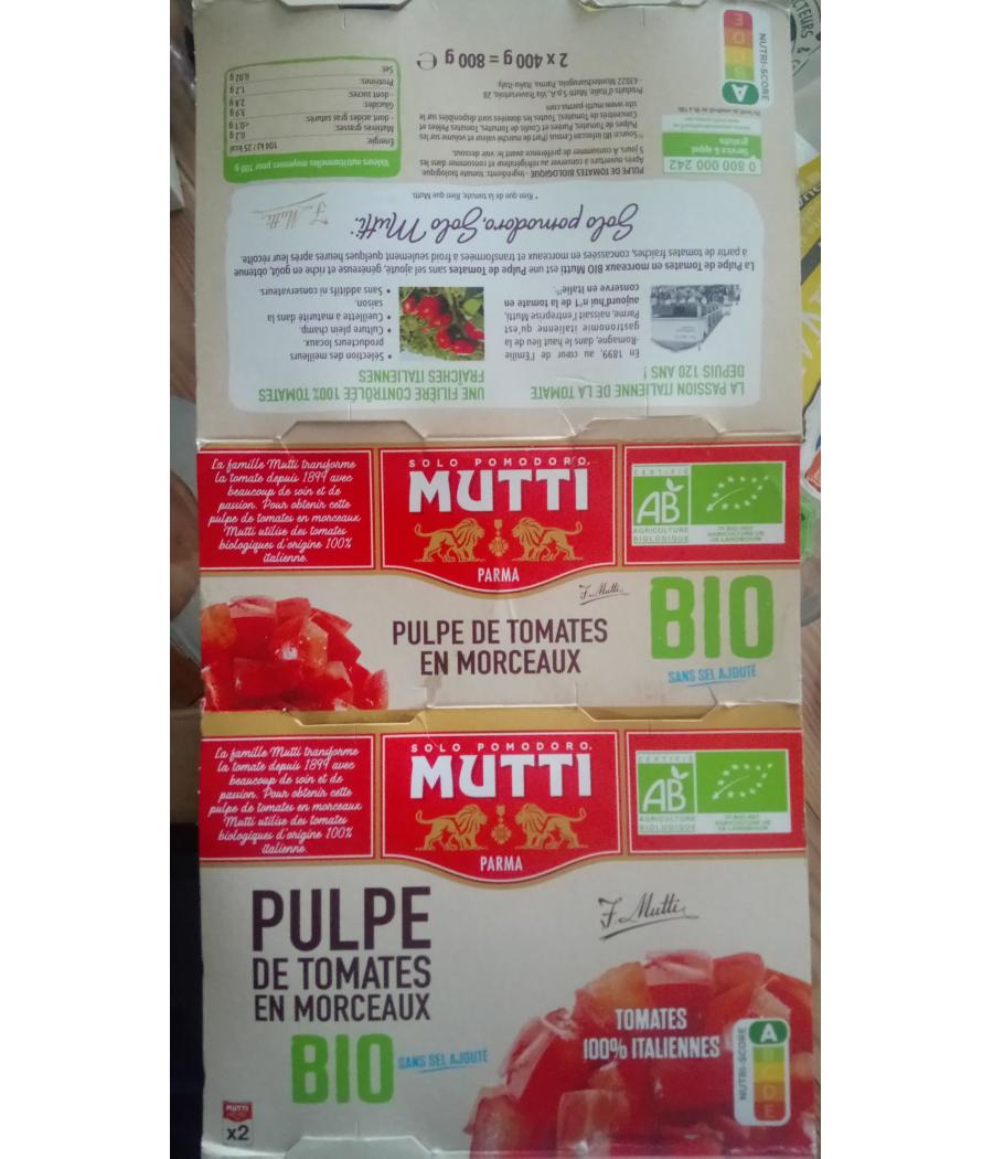 PULPE DE TOMATES EN MORCEAUX MUTTI 800G