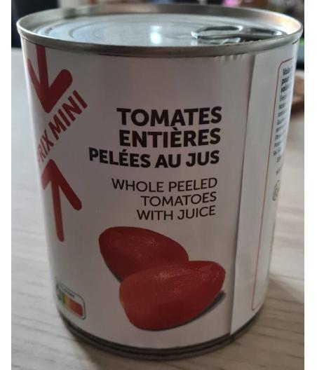 TOMATES ENTIERES PELEES AU JUS 476 G