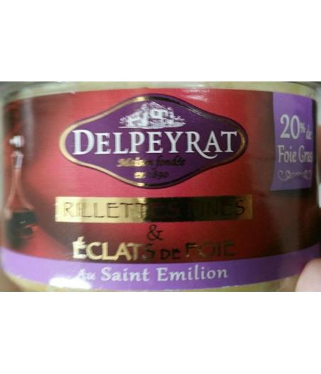 RILLETTES FINES ET ECLATS DE FOIE DELPEYRAT 180G, 1 BOCAL 180 G