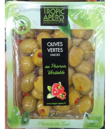 OLIVES VERTES FARCIES AU POIVRON VERITABLE 200 G E
