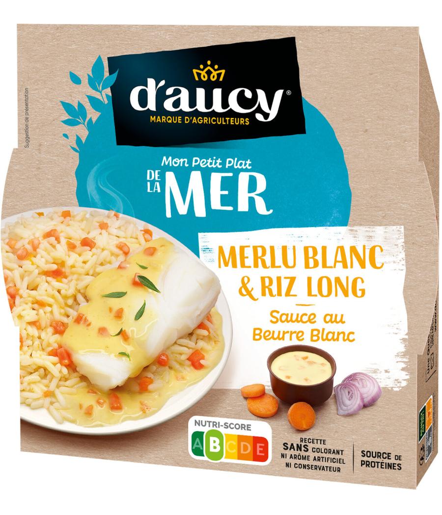 MERLU BLANC RIZ LONG SAUCE AU BEURRE BLANC PLAT DE LA MER D'AUCY 300G