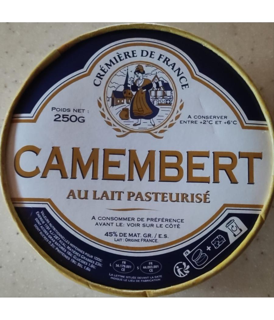 CAMEMBERT AU LAIT PASTEURISE 23%MG 250G