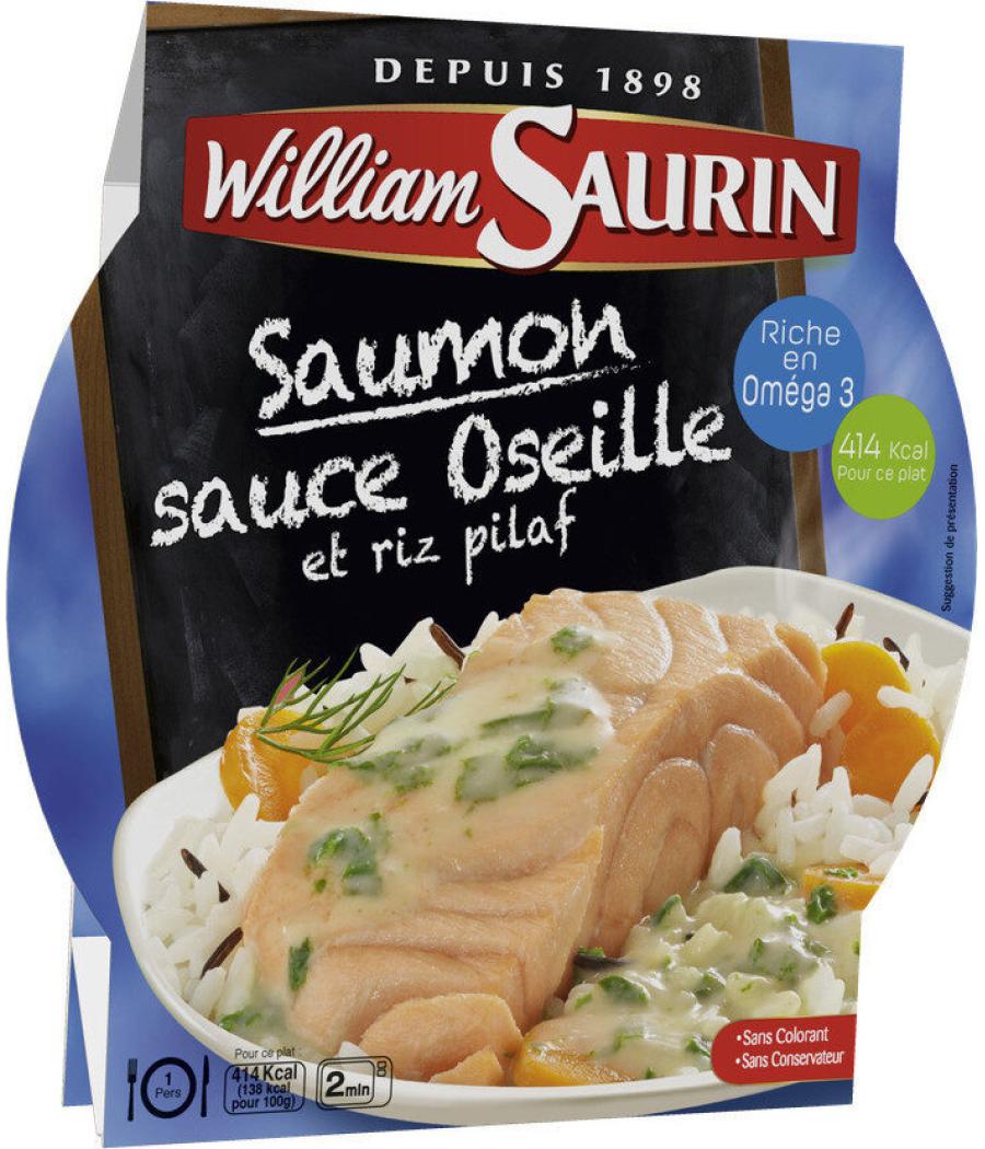 PLAT CUISINE SAUMON SAUCE OSEILLE ET RIZ PILAF WILLIAM SAURIN 300G