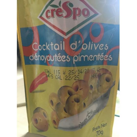 LES OLIVES DU MARCHE - COCKTAIL D\'OLIVES DENOYAUTEES PIMENTEES 70 G