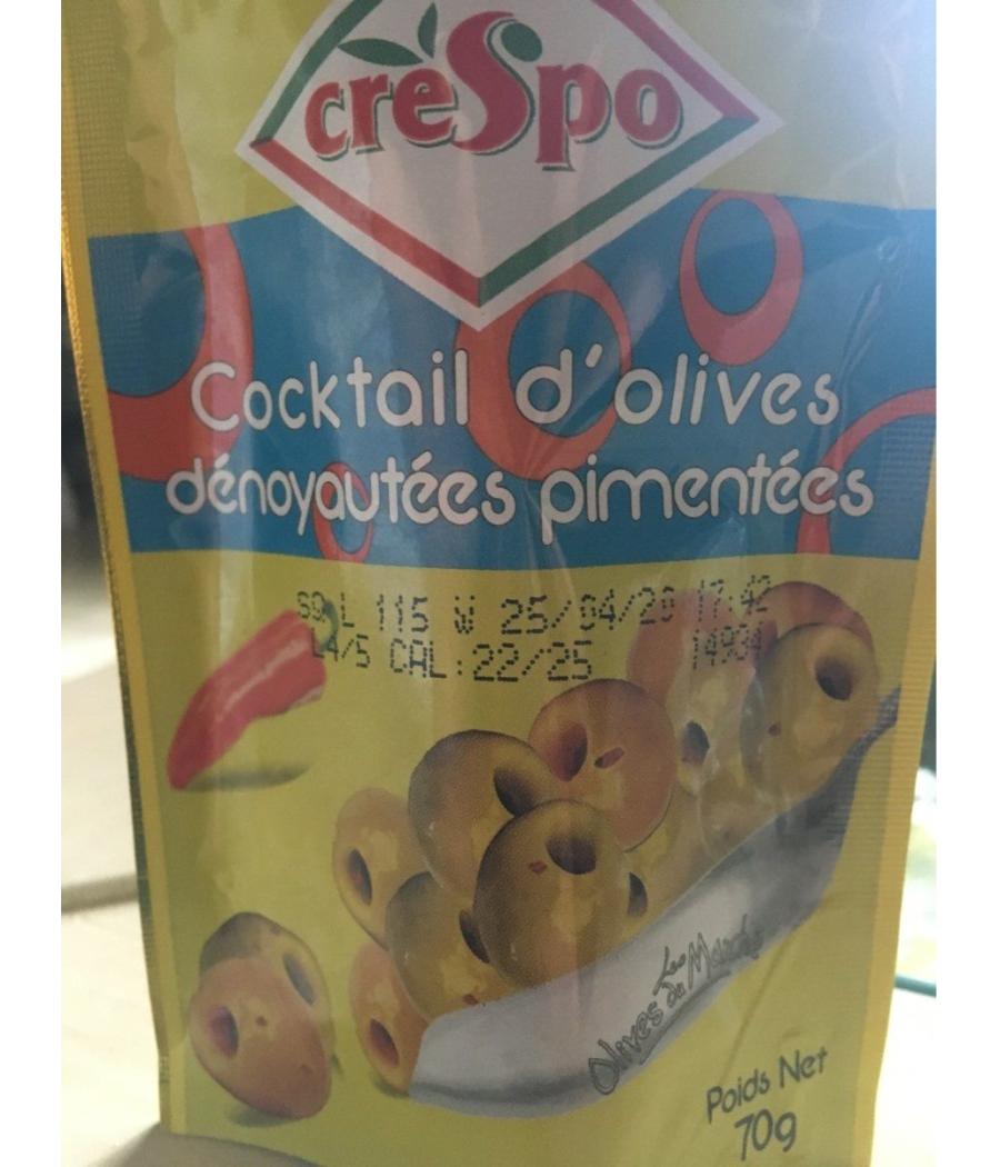 LES OLIVES DU MARCHE - COCKTAIL D\'OLIVES DENOYAUTEES PIMENTEES 70 G