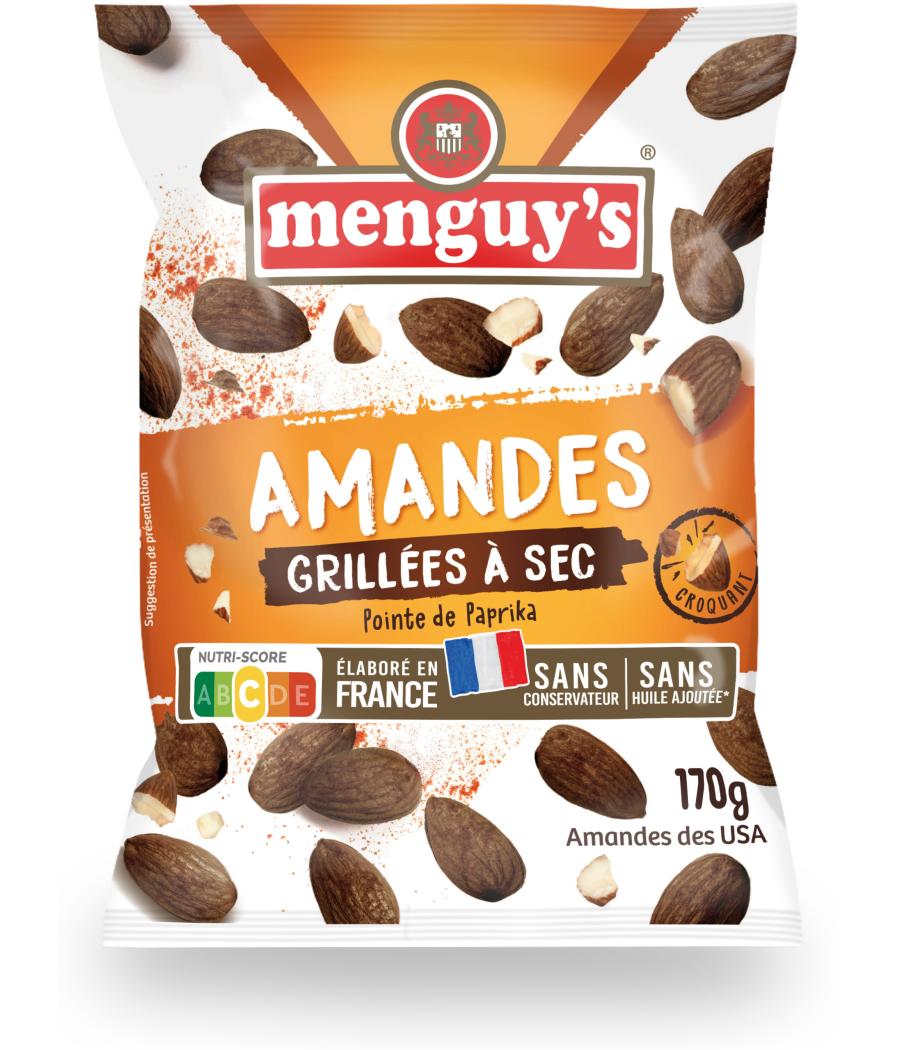 AMANDES GRILLEES A SEC POINTE DE PAPRIKA MENGUY'S 170G
