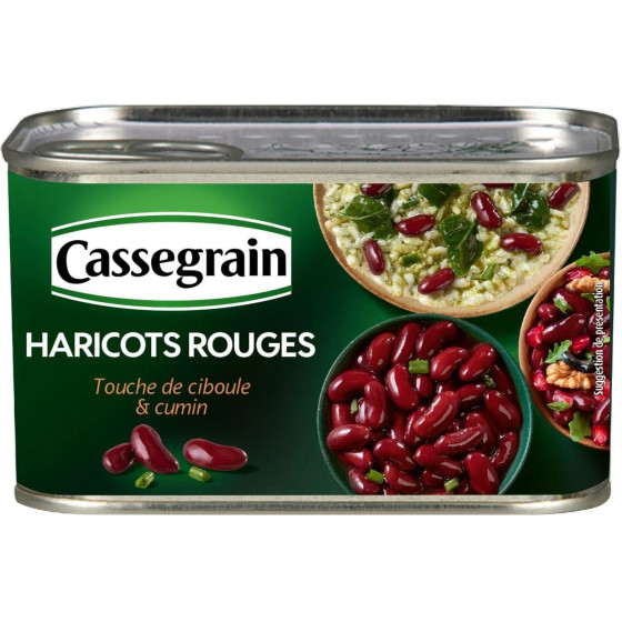 HARICOTS ROUGES CIBOULE ET CUMIN CASSEGRAIN 400G