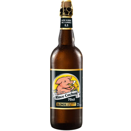 BIERE BLONDE CUVEE SPECIALESUR LIE 8,5% RINCE COCHON 75CL