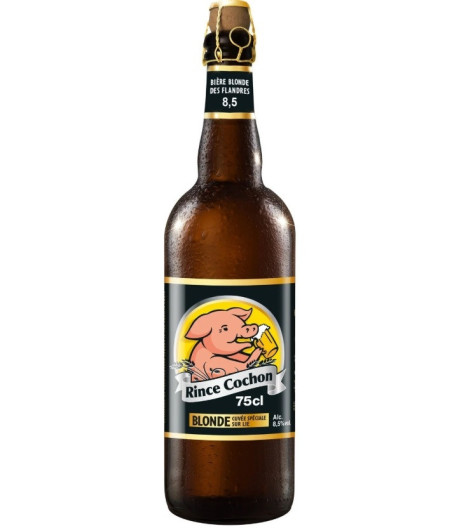 BIERE BLONDE CUVEE SPECIALESUR LIE 8,5% RINCE COCHON 75CL