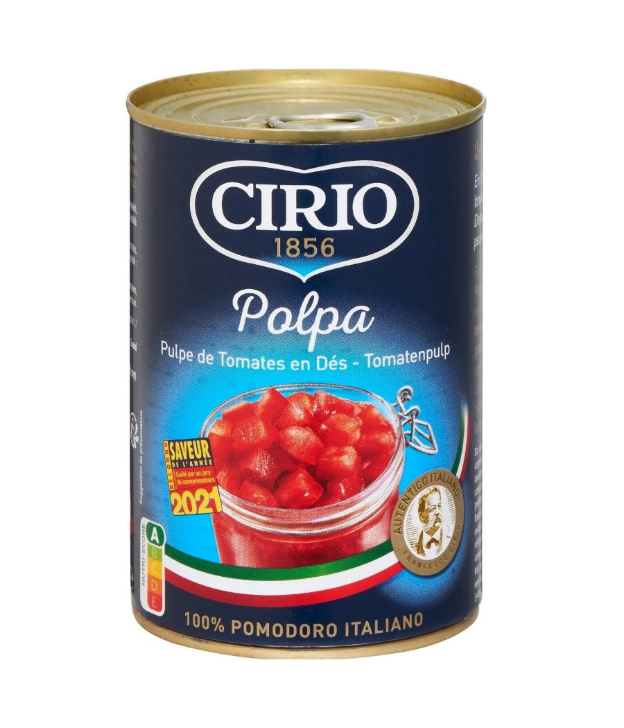 LA PULPE EN DES DE TOMATES AU BASILIC CIRIO 800G