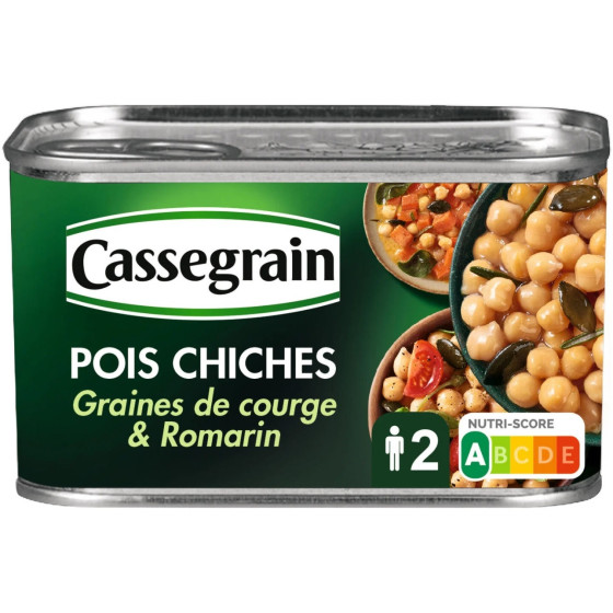 POIS CHICHES CASSEGRAIN GRAINES DE COURGE & TOUCHE DE ROMARIN 400G