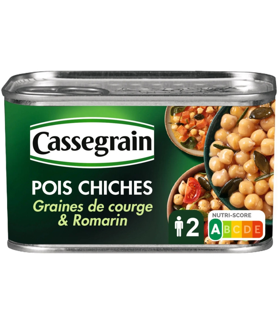 POIS CHICHES CASSEGRAIN GRAINES DE COURGE & TOUCHE DE ROMARIN 400G