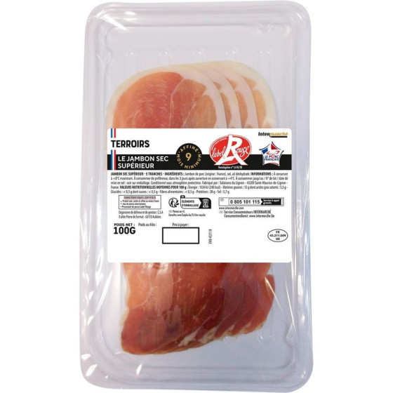 JAMBON SEC LABEL ROUGE 100G