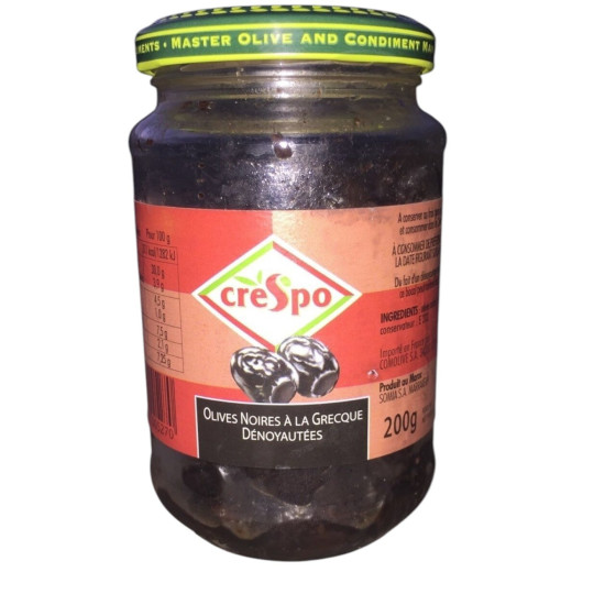 OLIVES NOIRES A LA GRECQUE DENOYAUTEES 200G