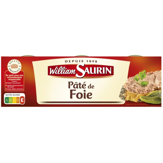 PATE DE FOIE DE PORC WILLIAM SAURIN 234 G - (3×78 G)