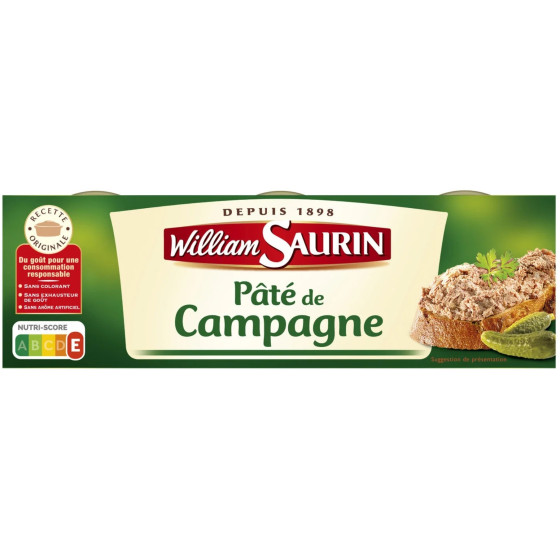 PATE DE CAMPAGNEWILLIAM SAURIN 3 X 78 G