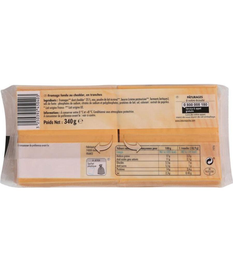 FROMAGE PATURAGES LES TRANCHETTES HAMBURGER AU CHEDDAR X18
