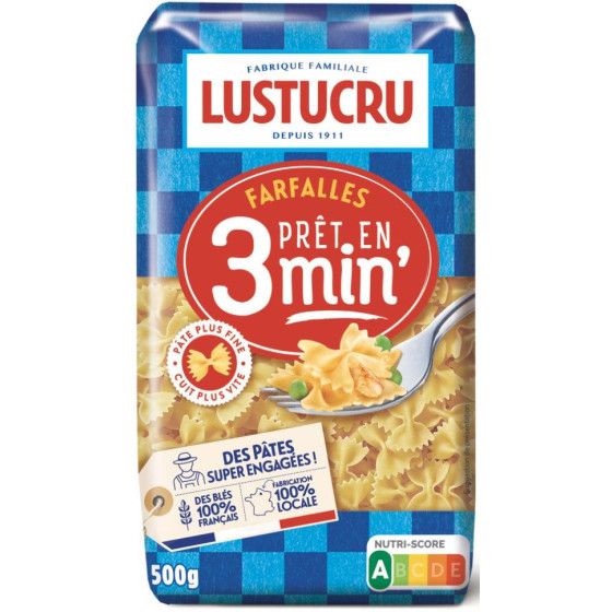 PATES FARFALLES, AL DENTE EN 3 MINUTES 500G