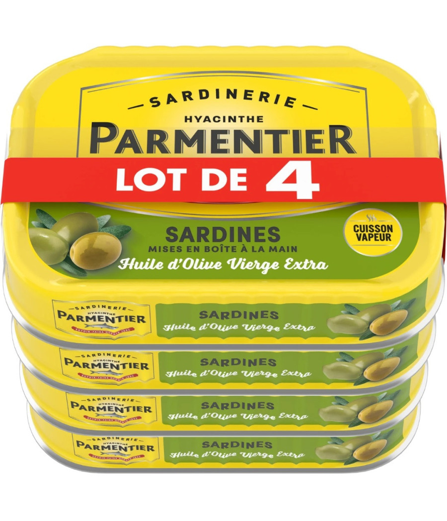 SARDINES HUILE D'OLIVE PARMENTIER 540 G (4 * 135 G E)