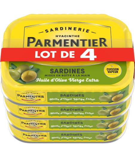SARDINES HUILE D'OLIVE PARMENTIER 540 G (4 * 135 G E)