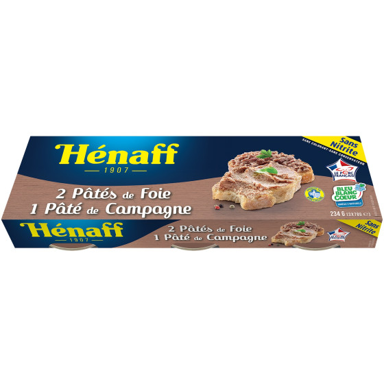 PATES DE FOIE ET DE CAMPAGNE HENAFF 3X78G
