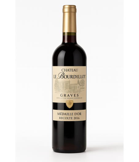 VIN ROUGE CHATEAU LE BOURDILLOT AOP GRAVES , MEDAILLE D'OR RECOLTE 2016 75CL