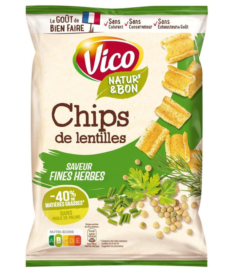 CHIPS VICO DE LENTILLES SAVEUR FINES HERBES 85G