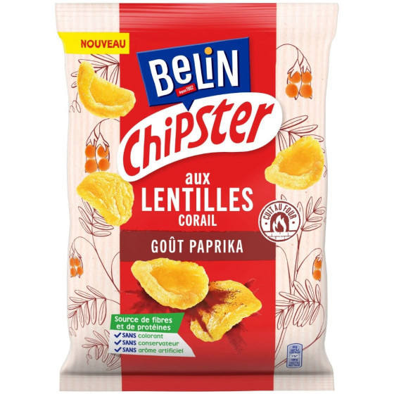 CHIPS BELIN CHIPSTER AUX LENTILLES CORAIL GOUT PAPRIKA 80G