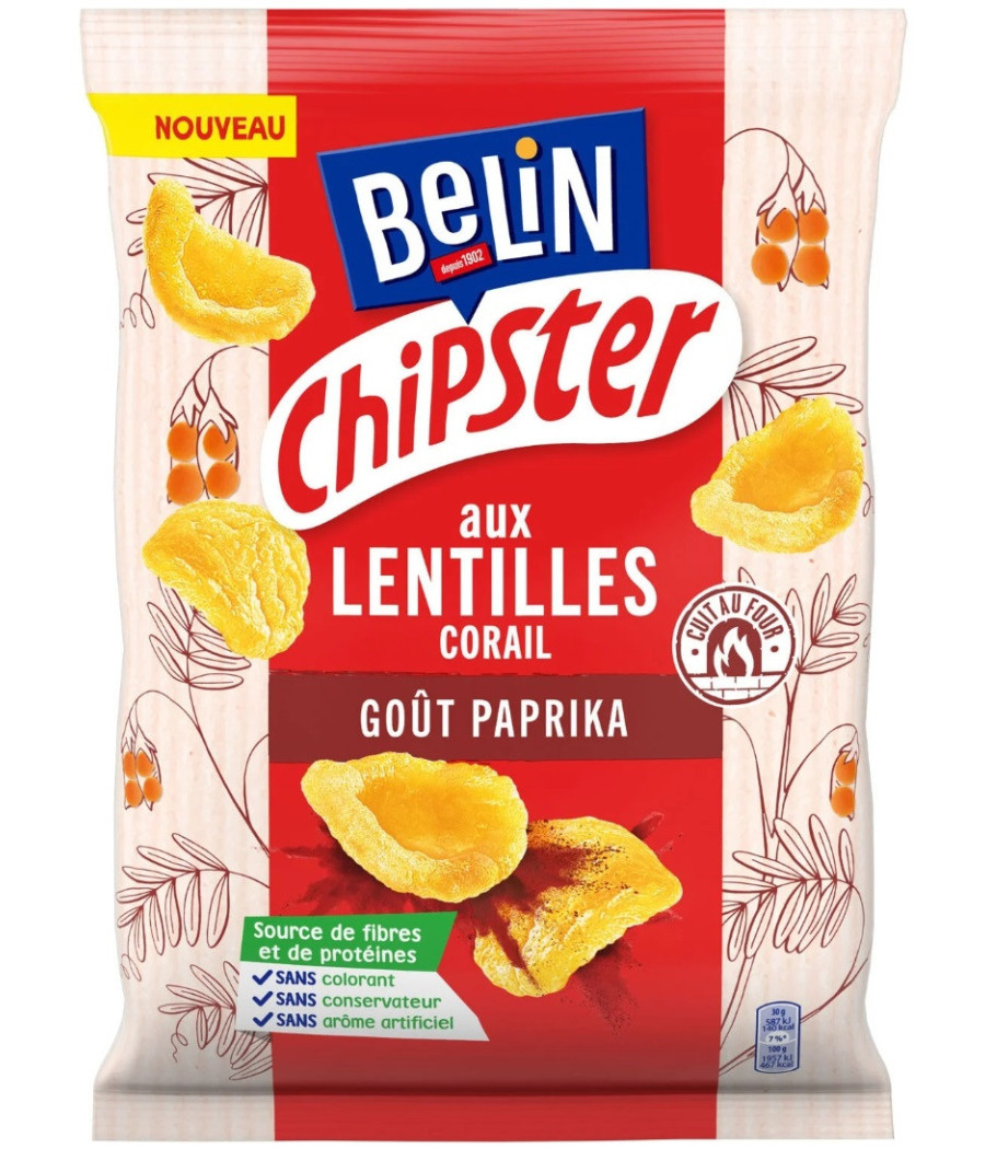 CHIPS BELIN CHIPSTER AUX LENTILLES CORAIL GOUT PAPRIKA 80G